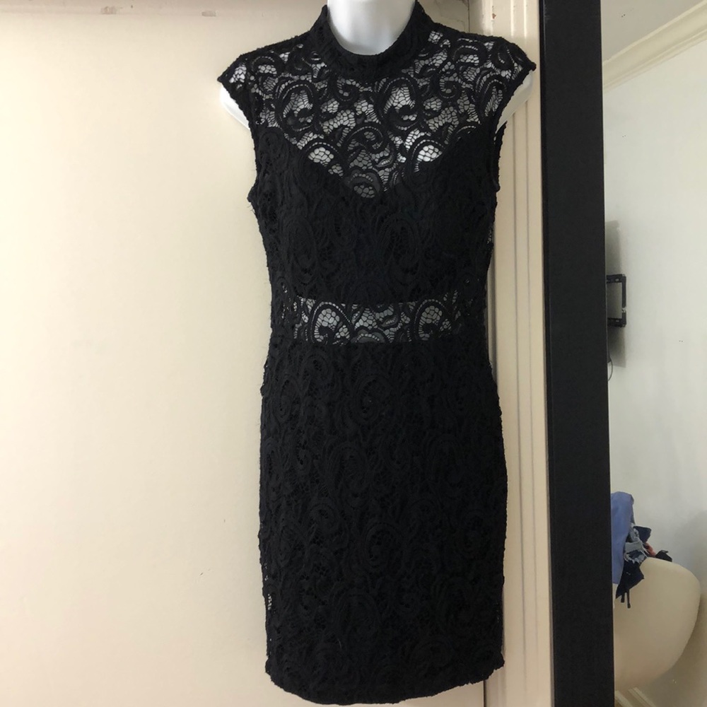 Black midi lace dress
